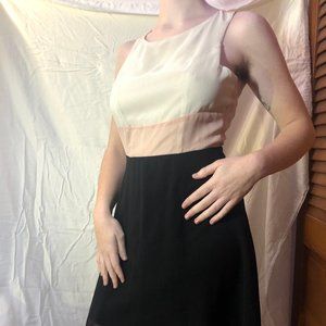 Black, Pink, and White Knee-Length Dress